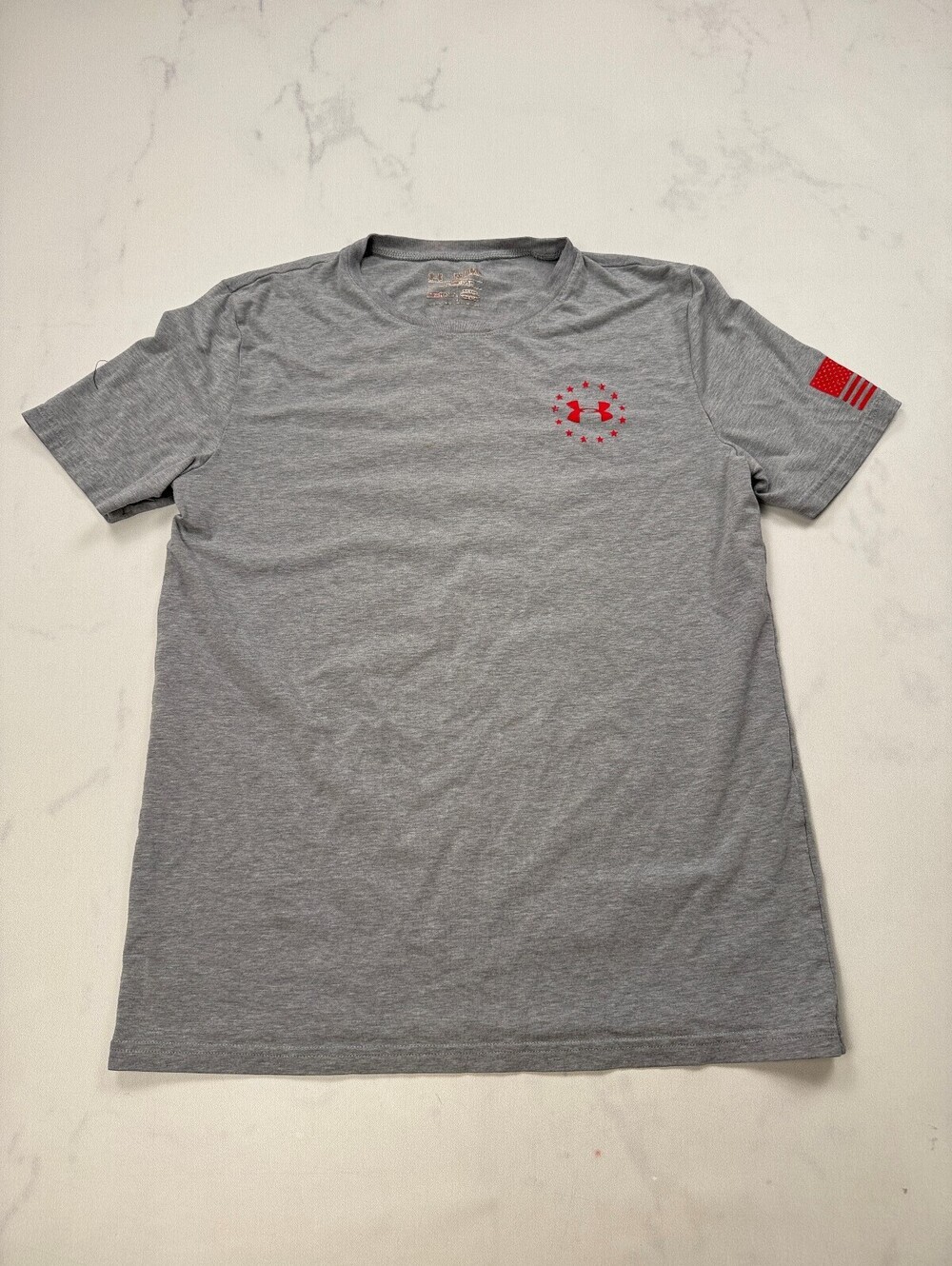 Under Armour Freedom Graphic Tee Gray Current Statement Style - Boys XL